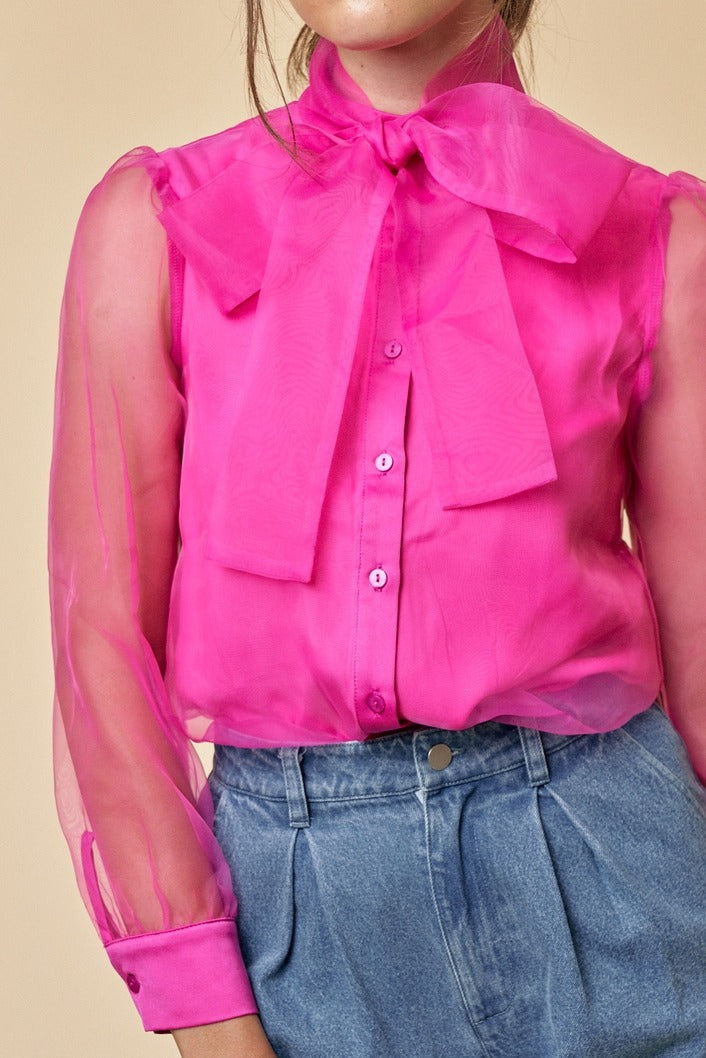 Cline Bow tie Organza Blouse Coco Rosine Cline Bow tie Organza Blouse Coco Rosine