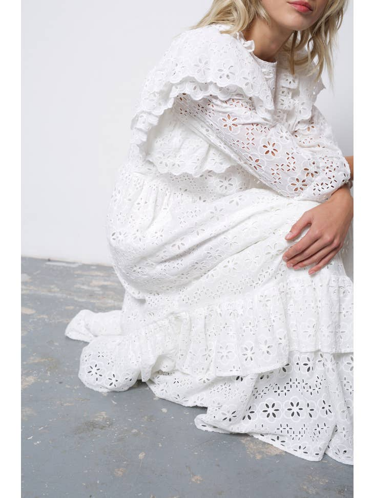 Emily Eyelet Maxi Dress Small