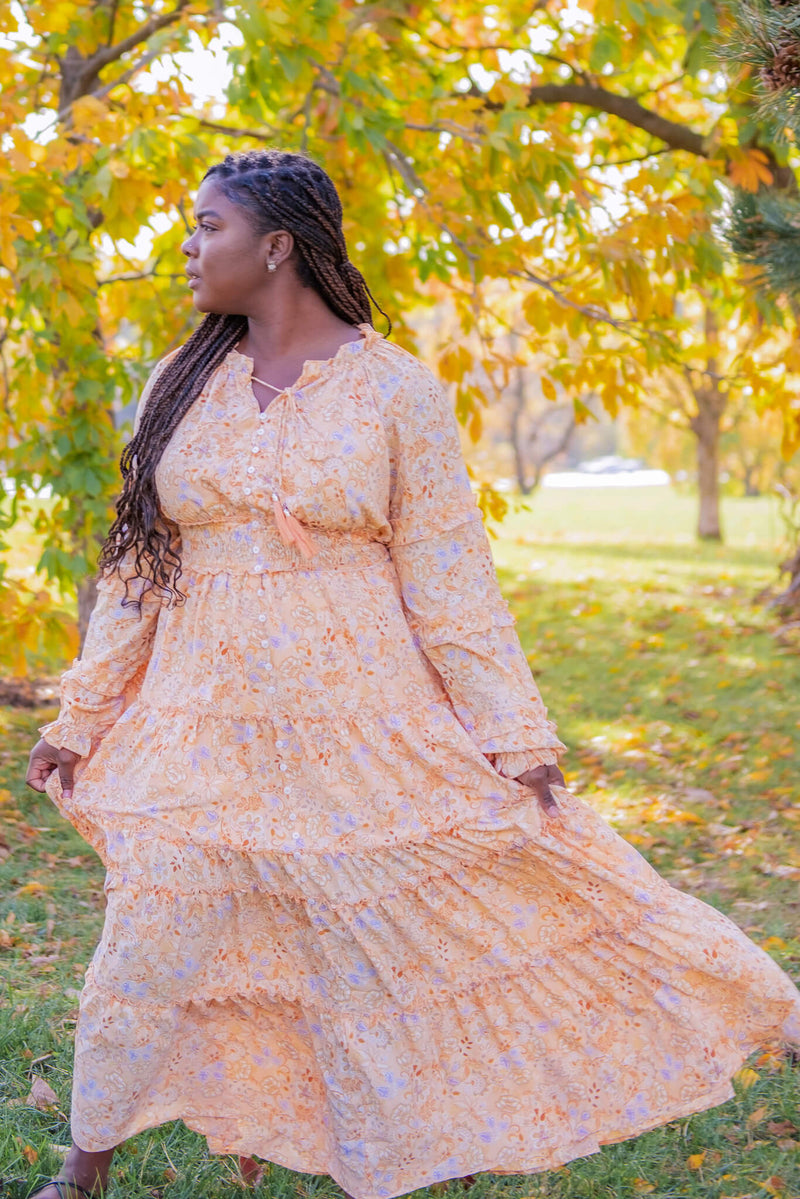 apricot maxi dress Tropical Leaf Halter Neck Maxi Dress
