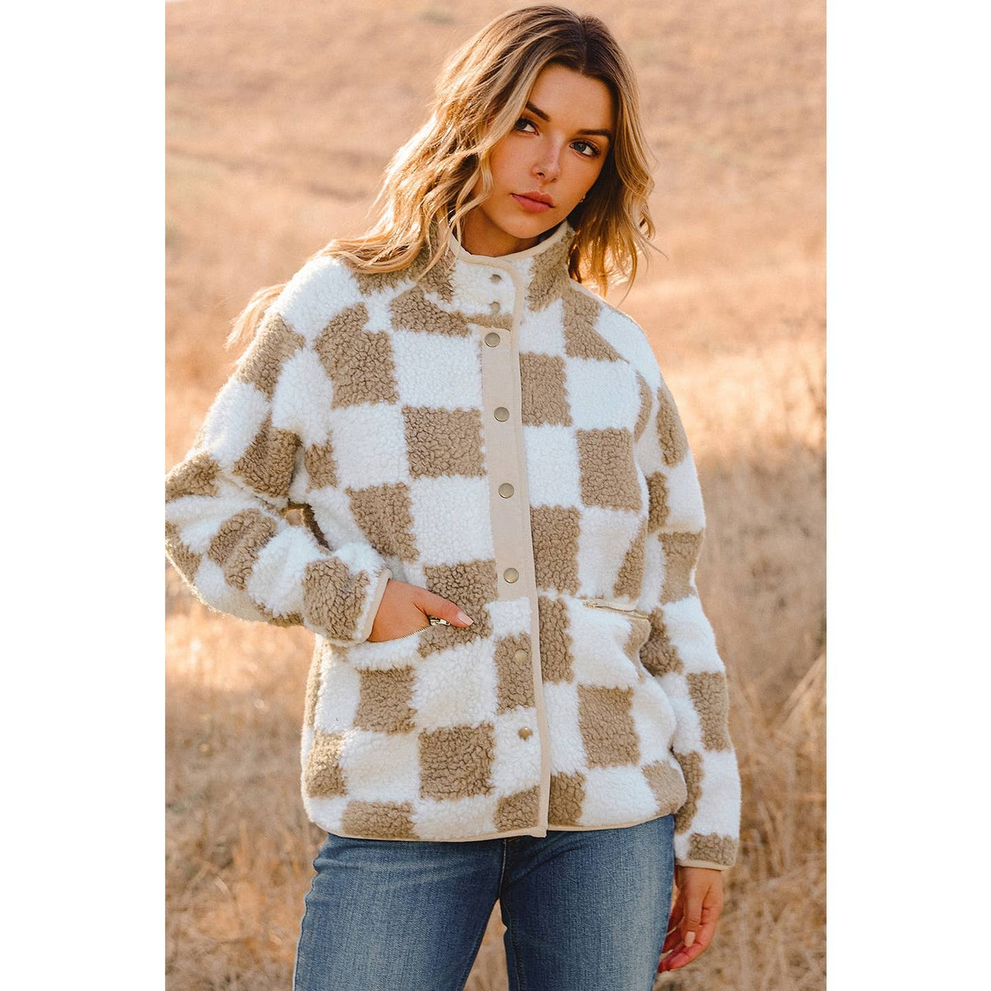 The Snuggle Check Sherpa Jacket – Coco Rosine